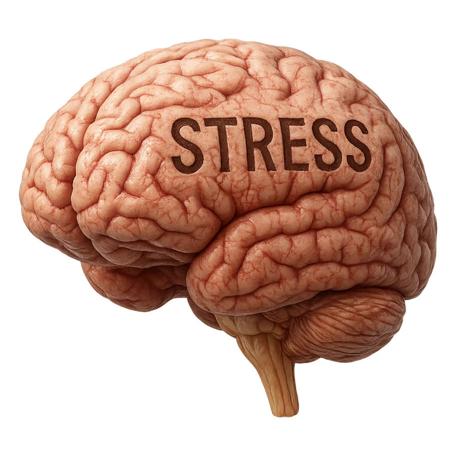 cervello umano anatomico con stress, iperrealistica 4k sticker