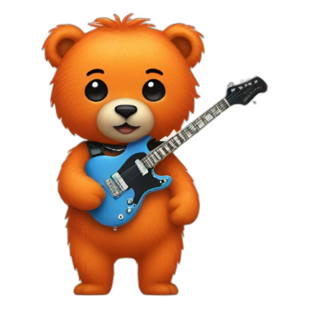 glamrock orange bear with tiny black top and blue eyelash sticker