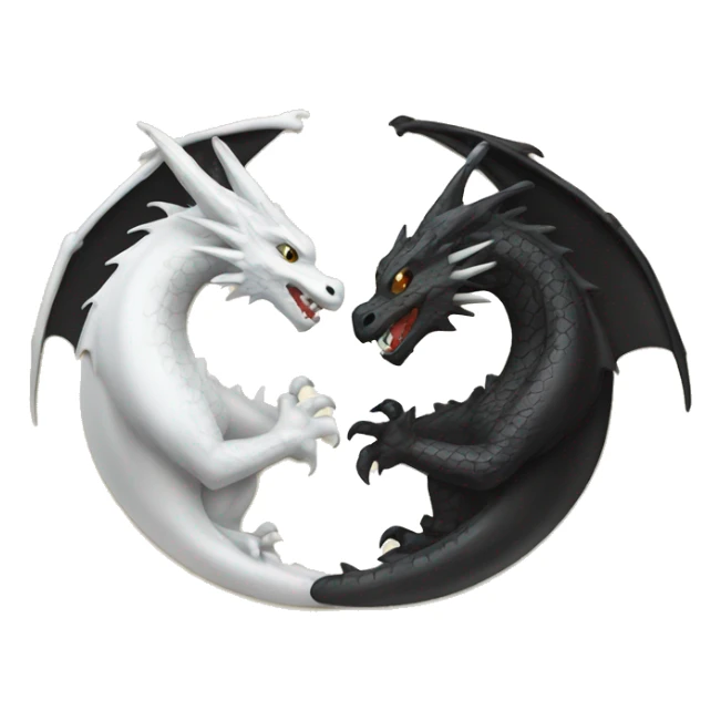 A black dragon and a white dragon forming a yin yang  sticker
