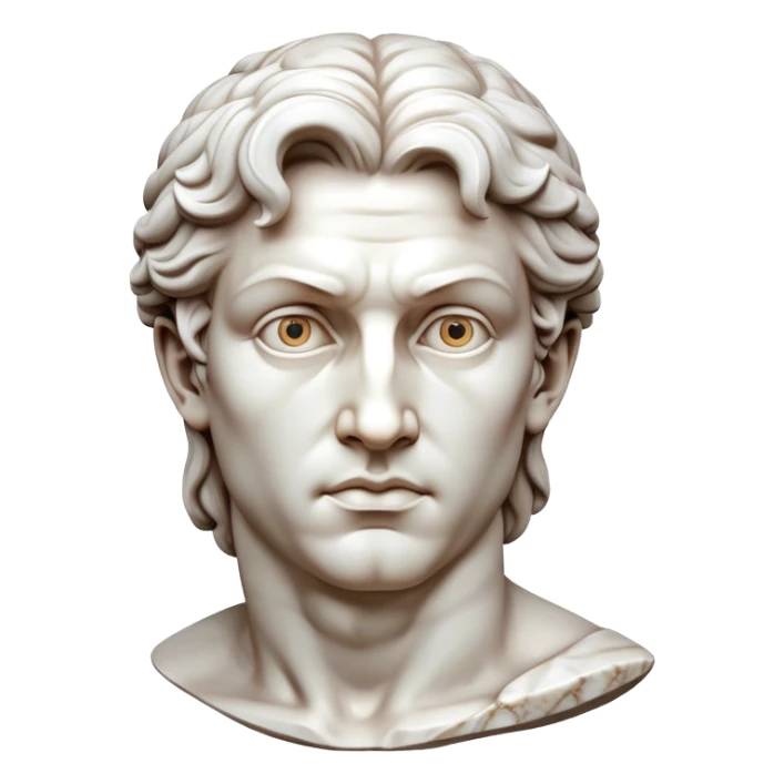 Cinematic Realistic Michelangelo's David Sculpture Emoji, depicted as a masterful Renaissance statue with idealized proportions and a serene noble expression, rendered with lifelike marble textures and soft classical lighting that captures its timeless beauty. sticker