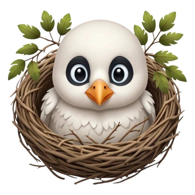 white baby crow in nest sticker