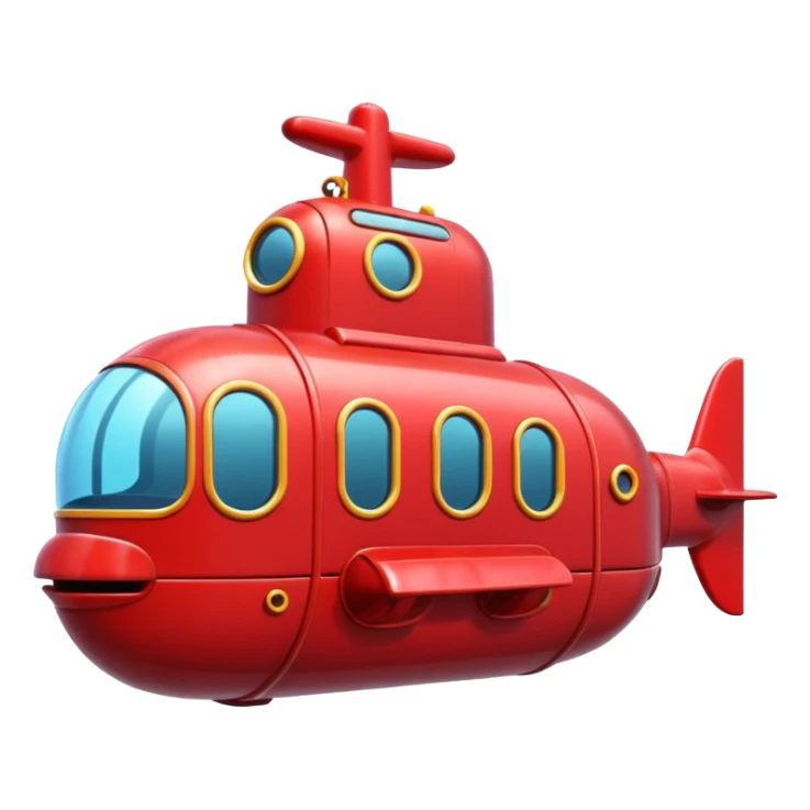 A cute cartoonish red submarine with oversized windows and bubbly edges.
















 sticker