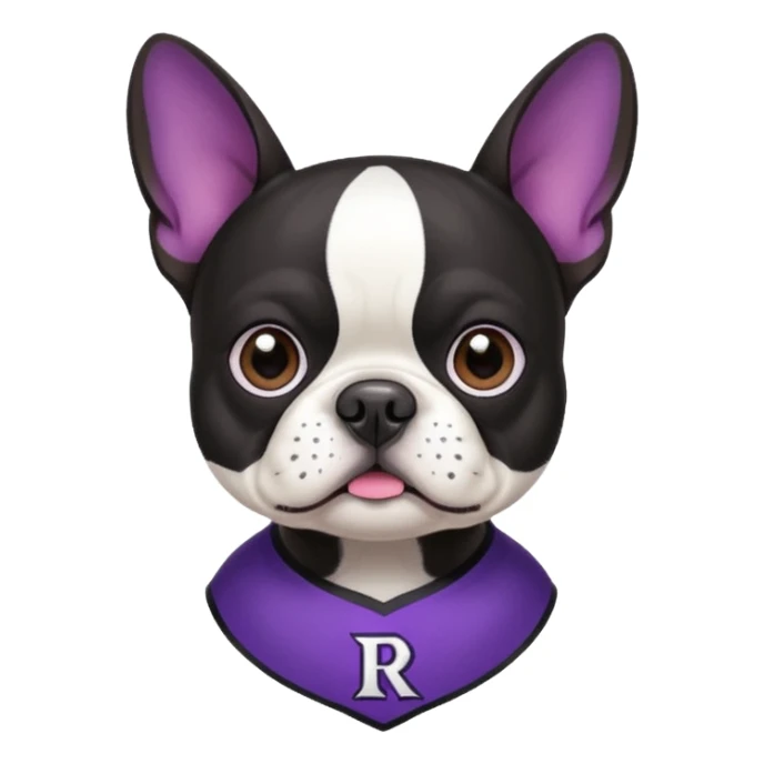 Boston terrier wearing ravens jersey sticker