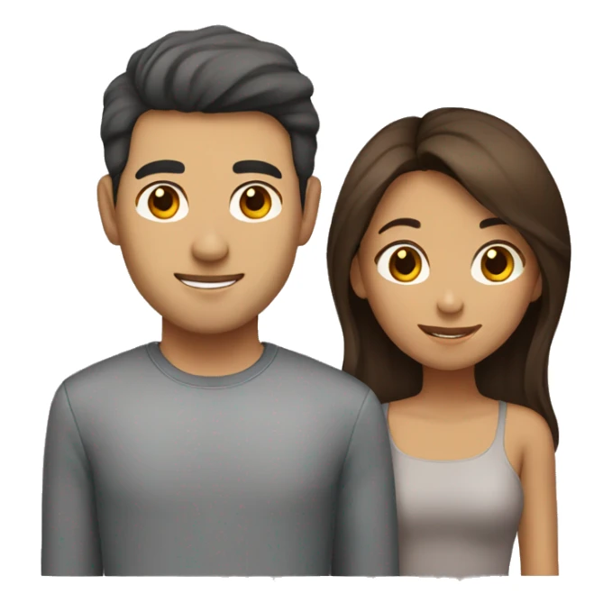 Brown haird asian girl with brown haired guy sticker