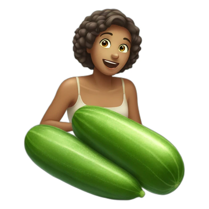 woman drooling over an enormous cucumber sticker