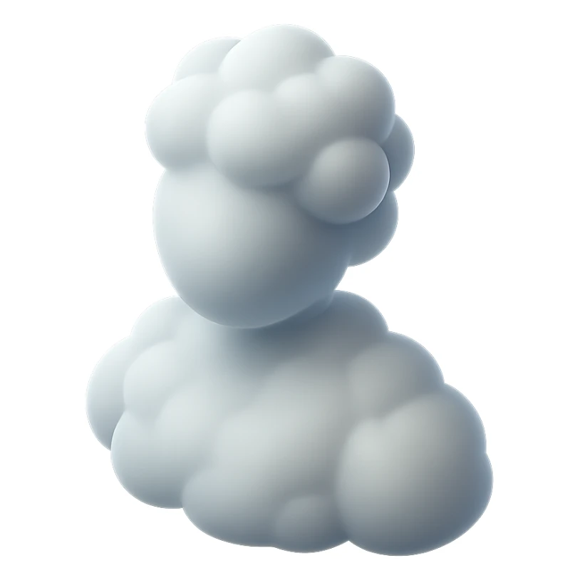 person made entirely of convex fluffy clouds, shoulder up sticker