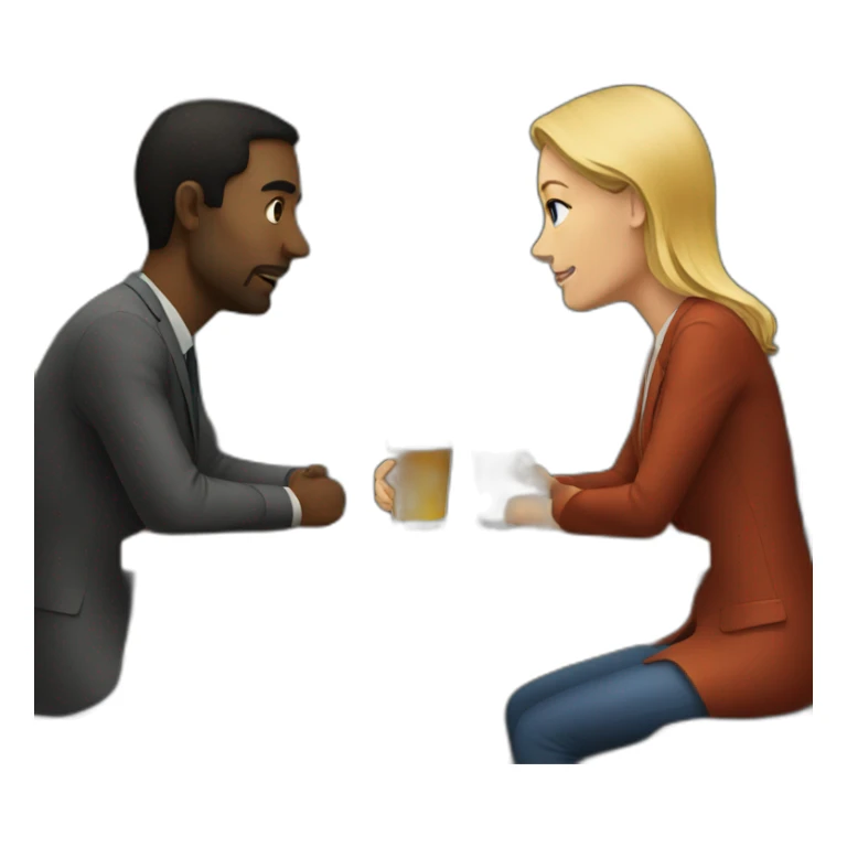 meeting of two people in a bar sticker