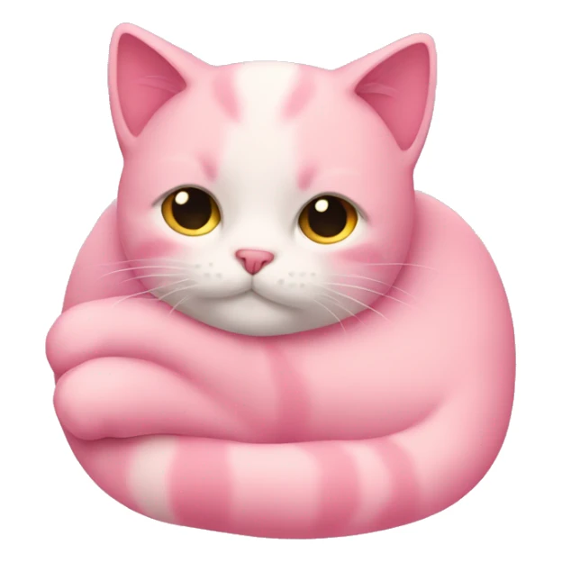  pink cuddling cat sticker