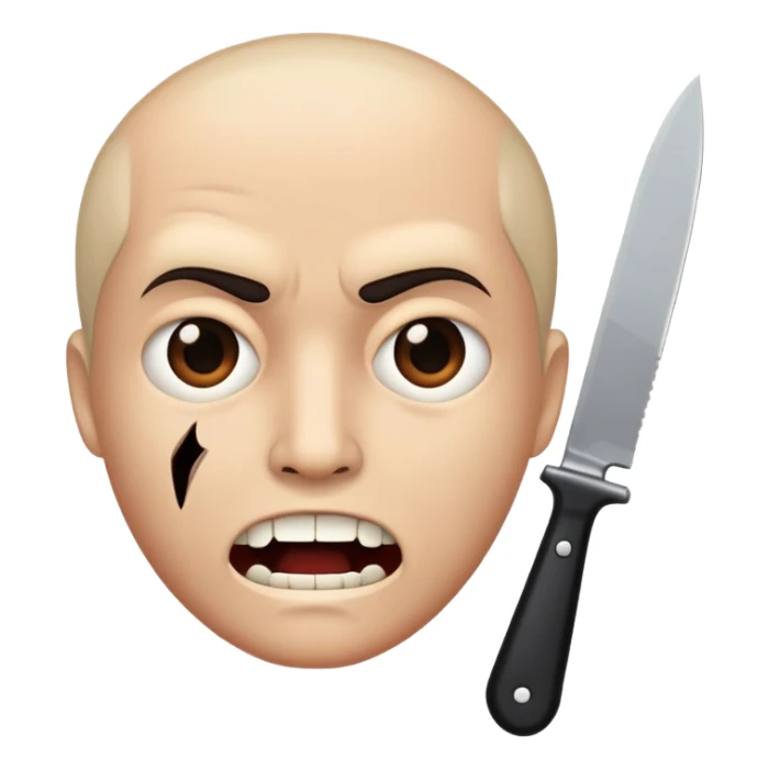 speaking face with a knife in front, as if telling a scary story sticker