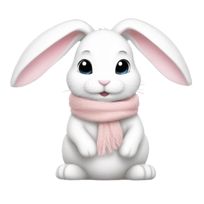 white bunny with pale pink scarf sticker