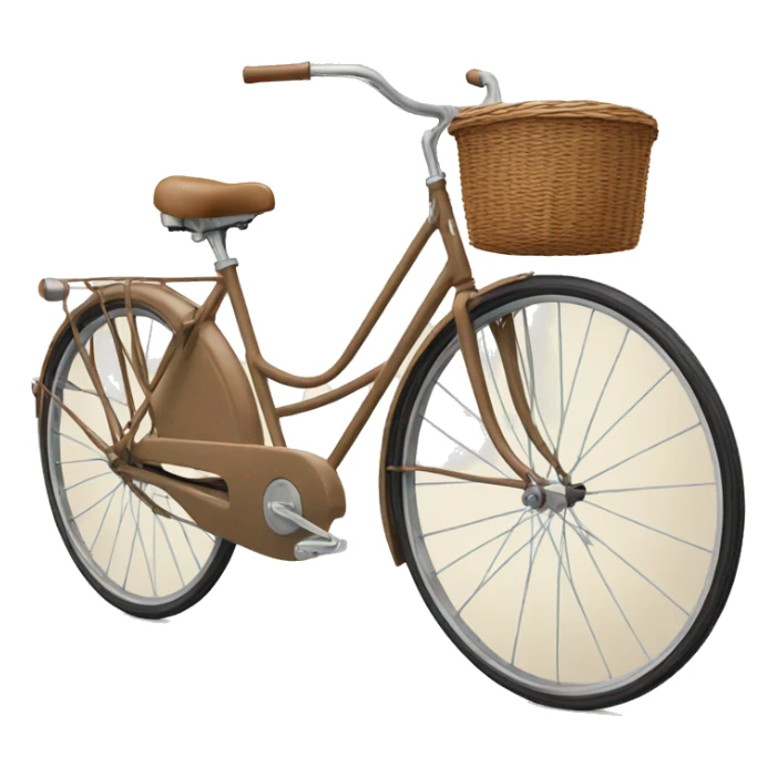 vintage light brown bike with front basket  sticker