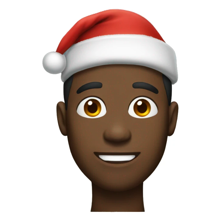 a black man with big jawline and a christmas hat sticker