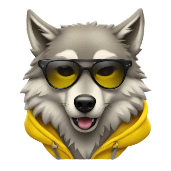 Wolf with a yellow hoodie and with sunglasses  sticker