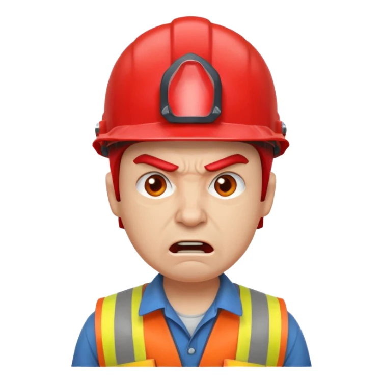 engineer with red helmet, angry expression, annoyance, furious sticker