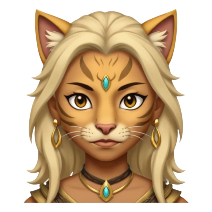 ESO female khajiit warrior with lashes and earrings sticker