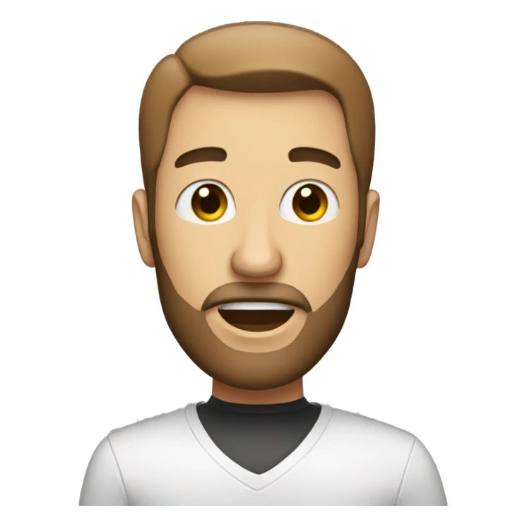 white male, short head, bearded, brown-eyed, sing in microphone  sticker