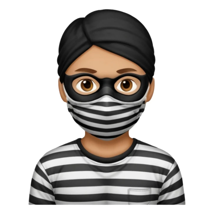 thief, with stripped shirt, facemask sticker