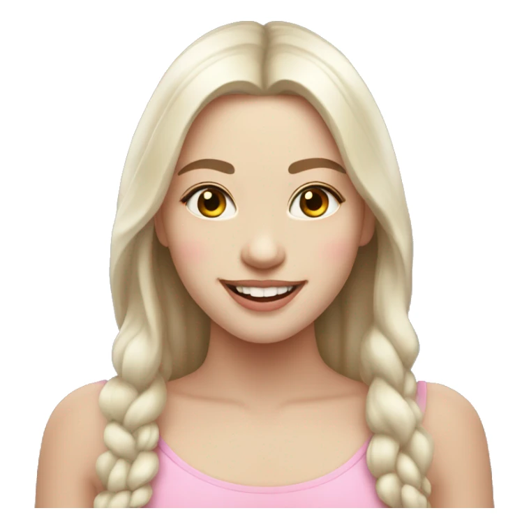 smiling slavic girl with white skin and pink light lips sticker
