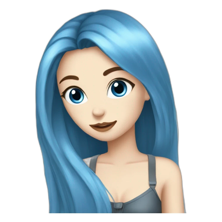 Deepred-long-hair-blue-eyes-metalclothing-girl sticker