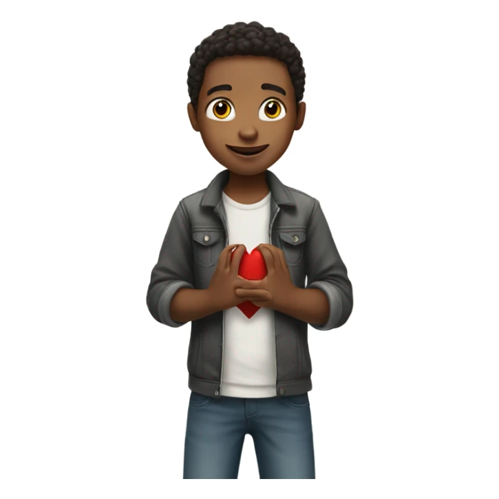 the boy shows his heart with his fingers sticker