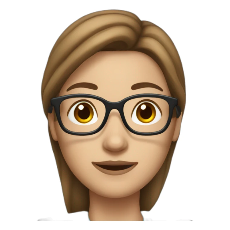 White nurse woman with long brown hair and glasses sticker