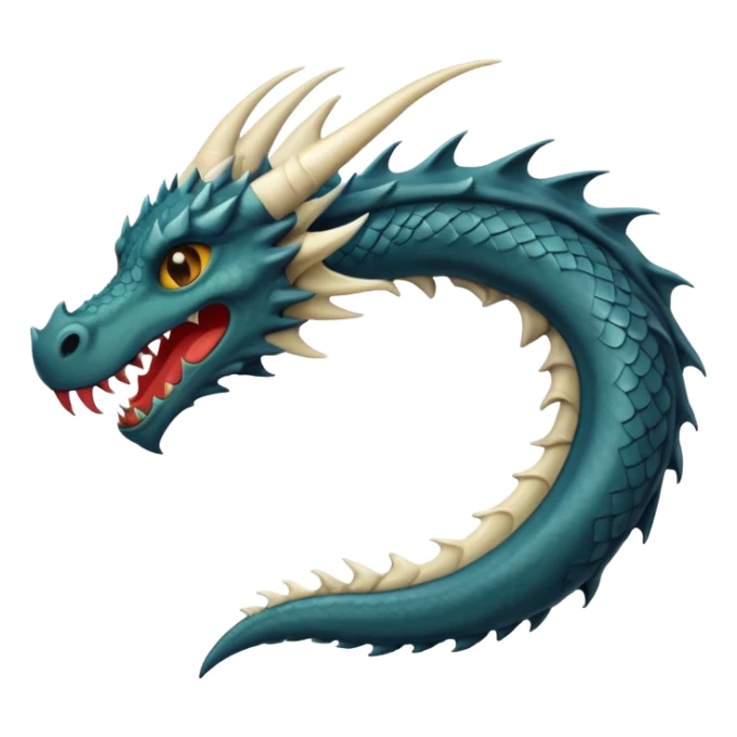 iOS style emoji, minimal dragon fang, dark fantasy object sticker