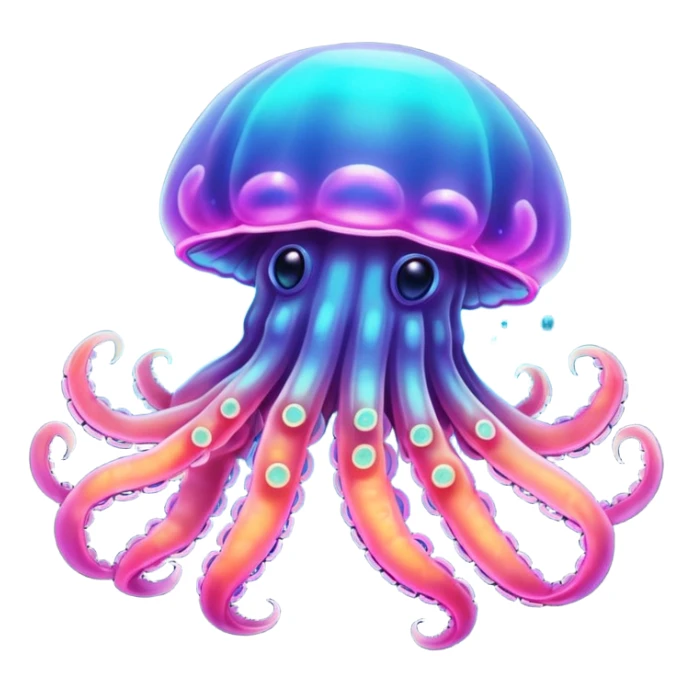 Neon glowing jellyfish-crab-squi sticker