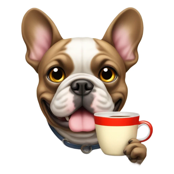 French bull dog holding a cup of tea sticker
