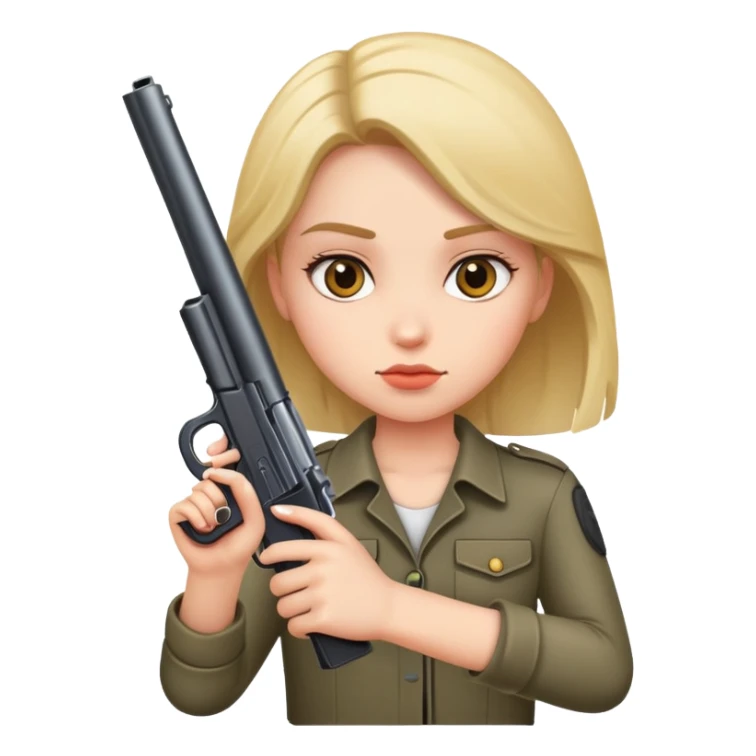 Girl holding gun  sticker