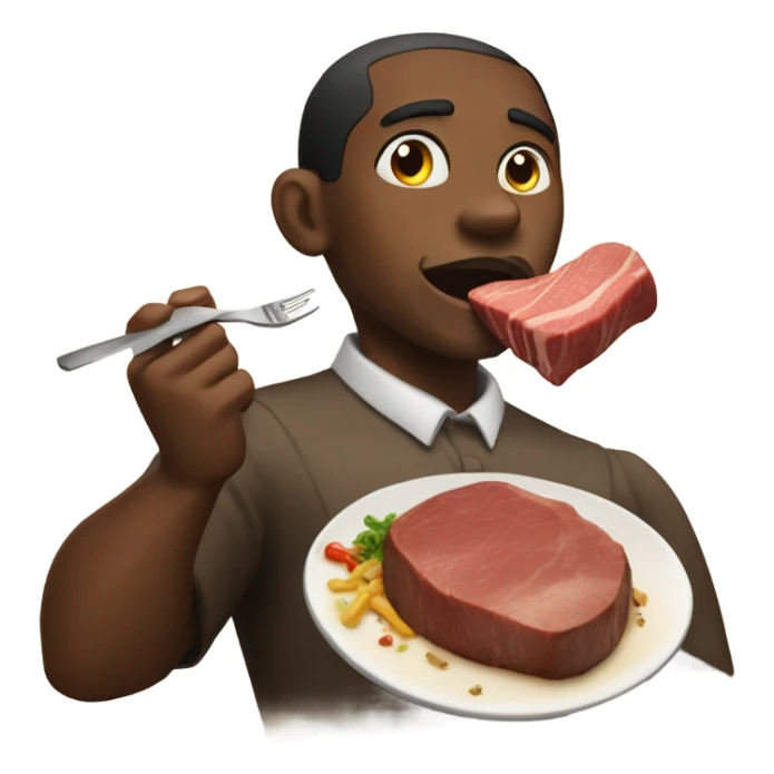 Black man eating a big steak from longhorn  sticker