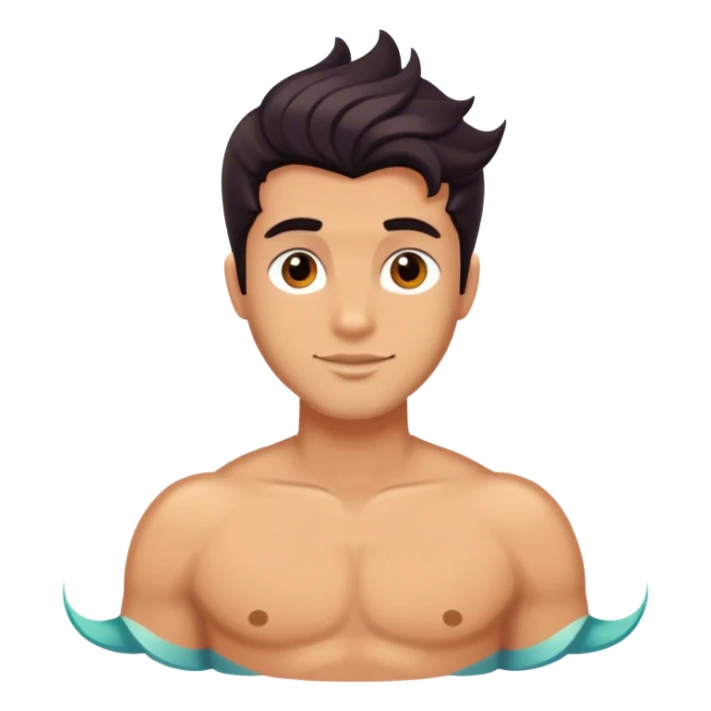 Tanned merman with dark hair sticker