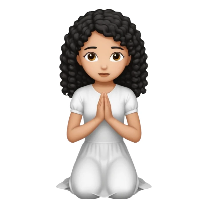 girl praying on knees curls black hair brown skin sticker