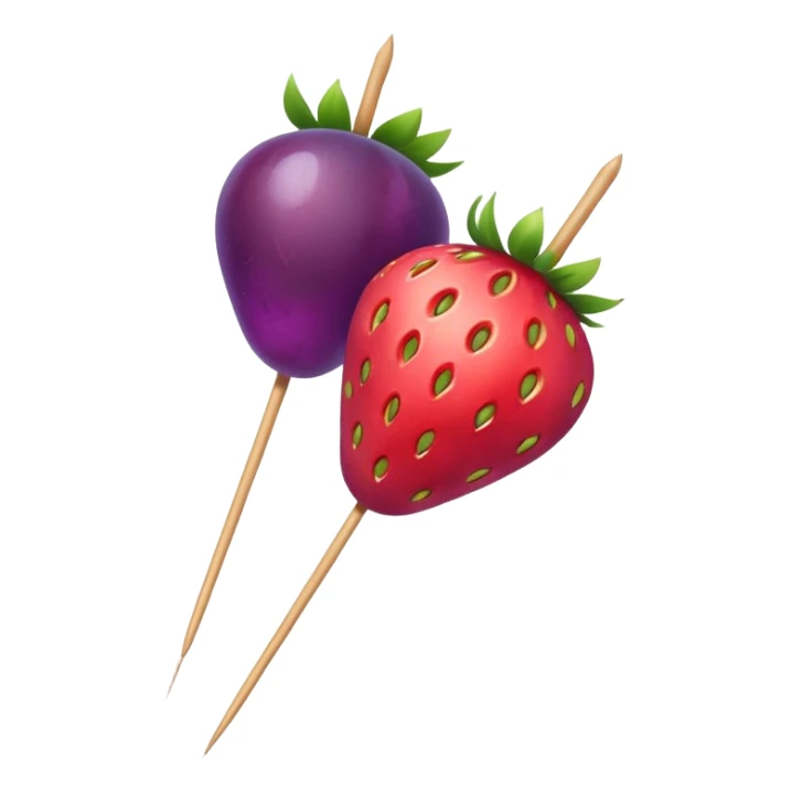 Strawberry and grape on a skewer in the pattern of singular strawberry singular grape singular strawberry singular grape sticker