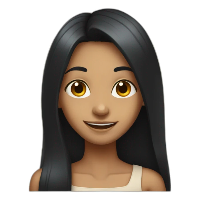 skinny indian girl with long black hair smiling sticker