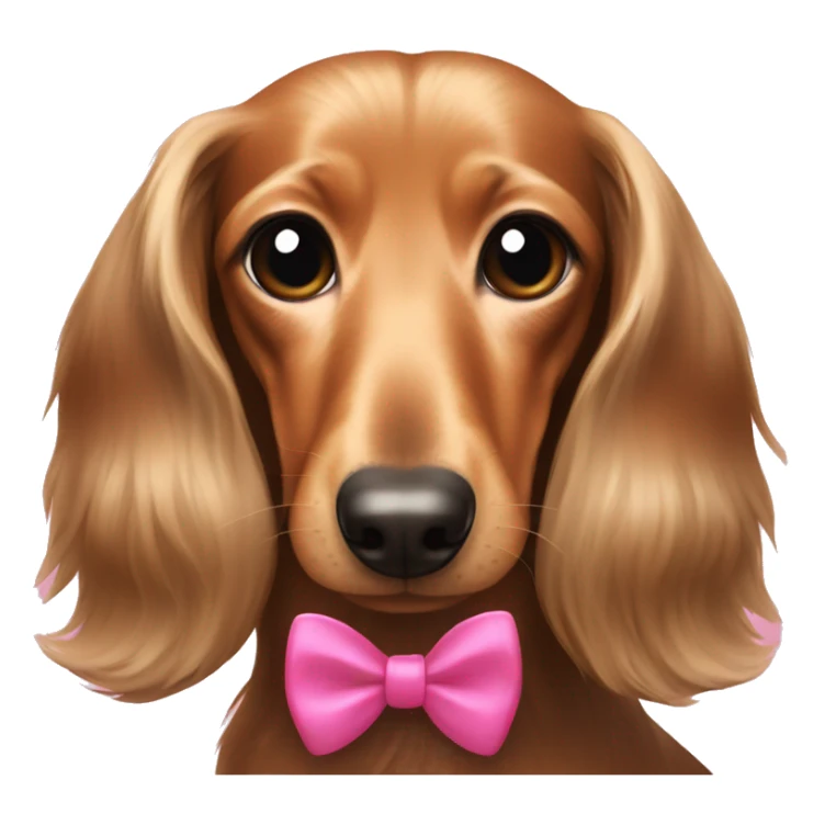 Longhaired Dachshund with a pink bow sticker
