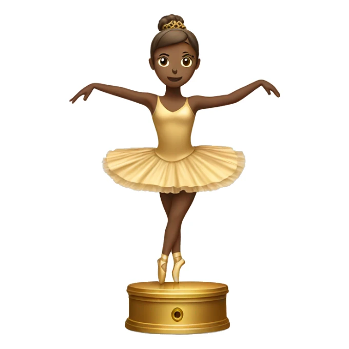 brown ballerina standing on a gold music box sticker