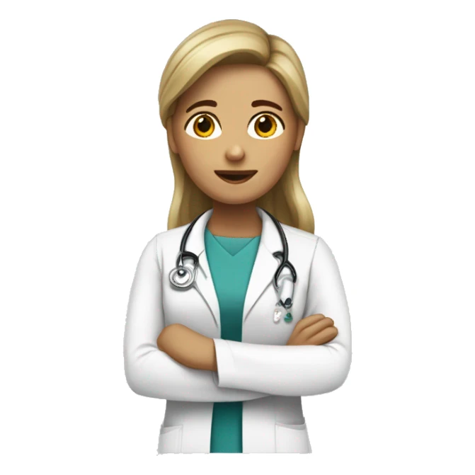 doctora con guardapolvo blanco, con pelo recogido de color rubio sticker