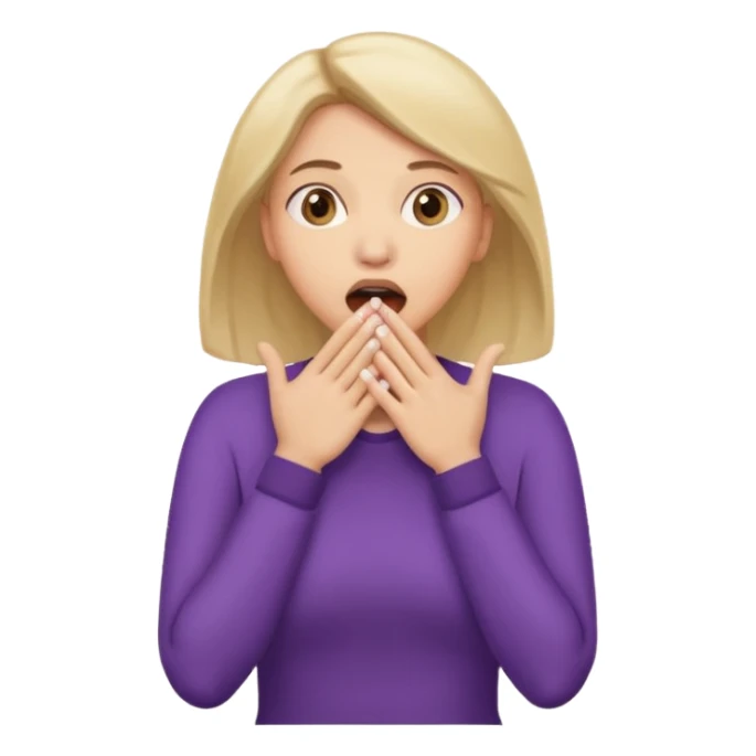 woman surprised with her hands over her mouth, full body sticker