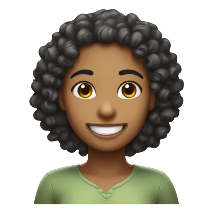 Make I curly hair girl grinning like she did something evil sticker
