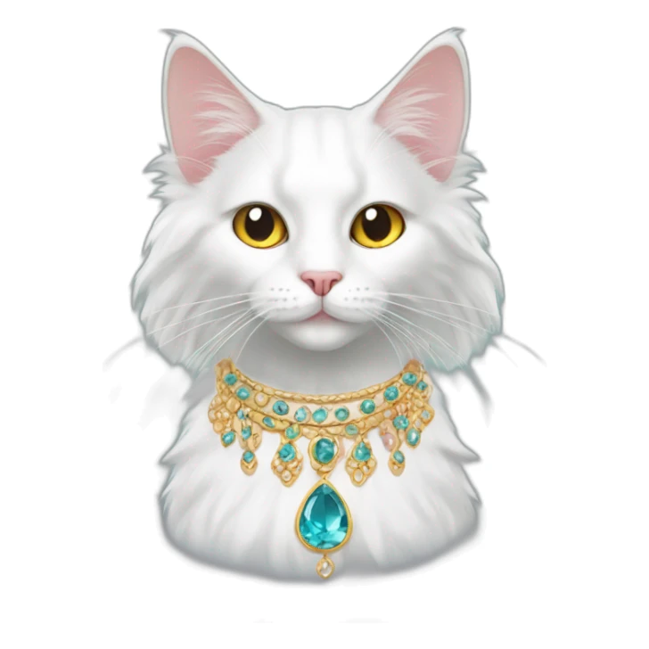 Turkish Angora Cat with jewelry sticker