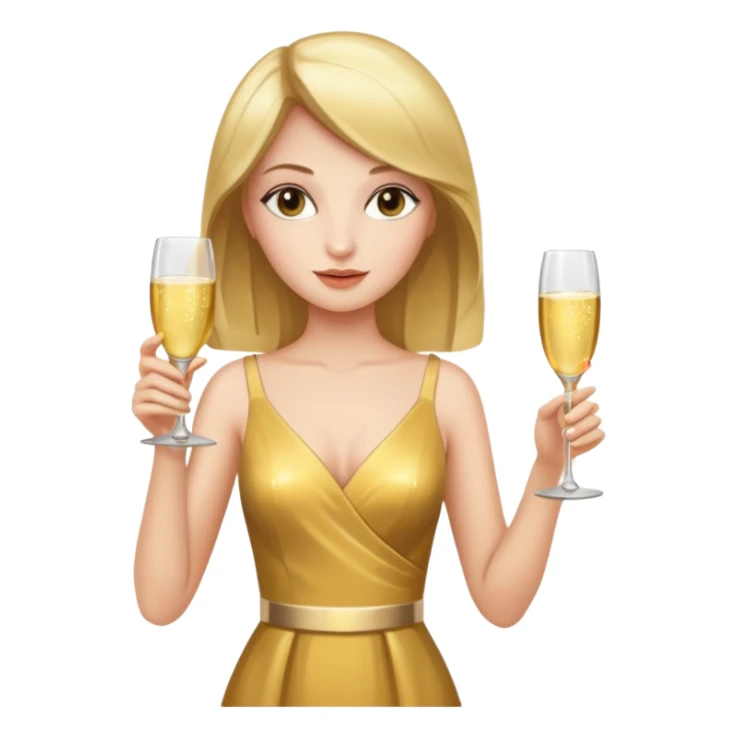 woman with shampane glass in golt dress sticker