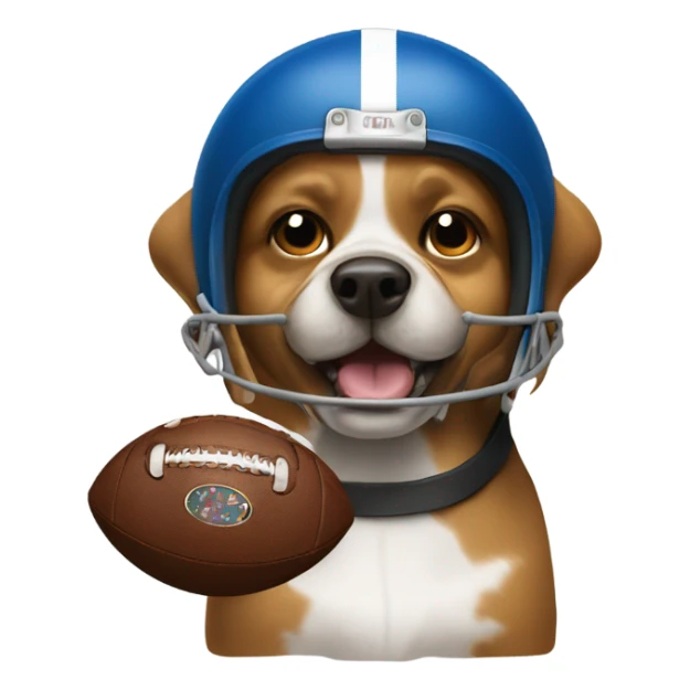 Dog with football and football helmet sticker