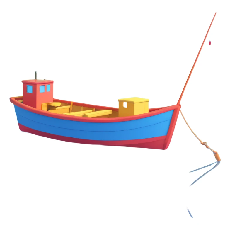 a fishing boat on a lake sticker