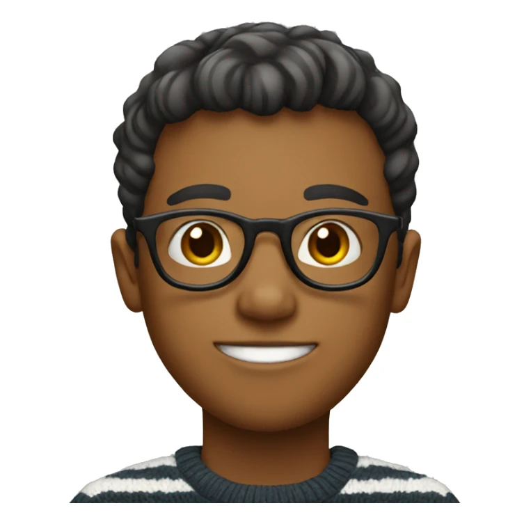 Boy wearing stripe sweater and glasses sticker