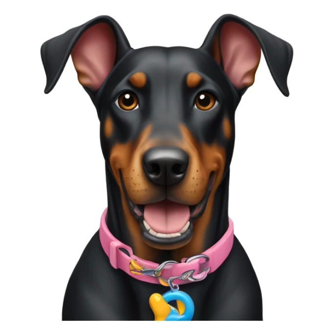 a doberman with a toy in its mouth sticker