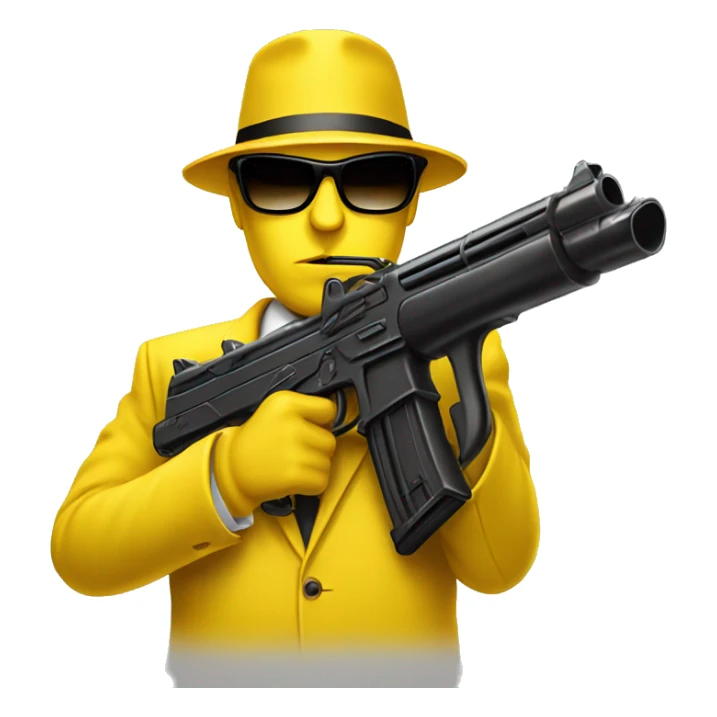 yellow suit mafia with thompson gun and sunglasses sticker
