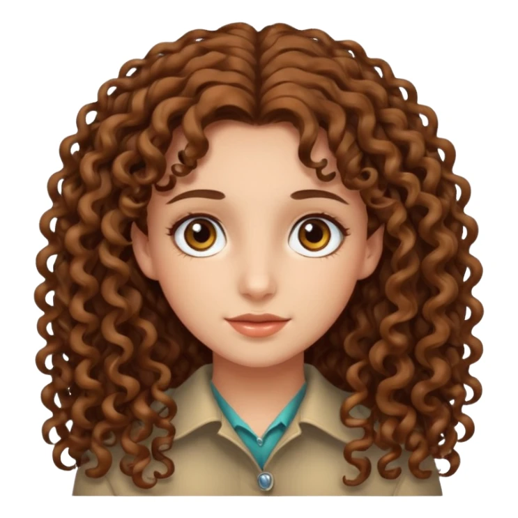 Long curly haired girl with hazel eyes and brown hair  sticker