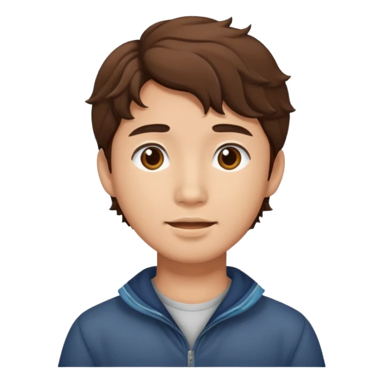 asian young man with wavy brown hair sticker