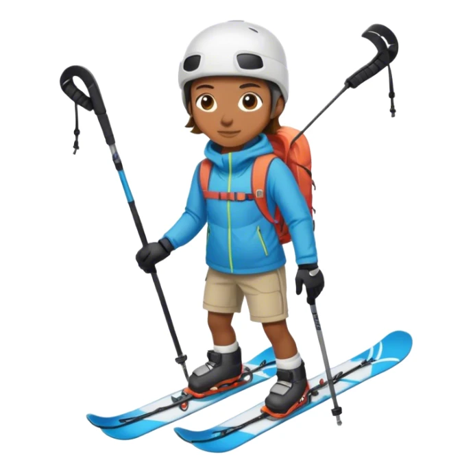 Snowboarder with shorts and ski poles sticker