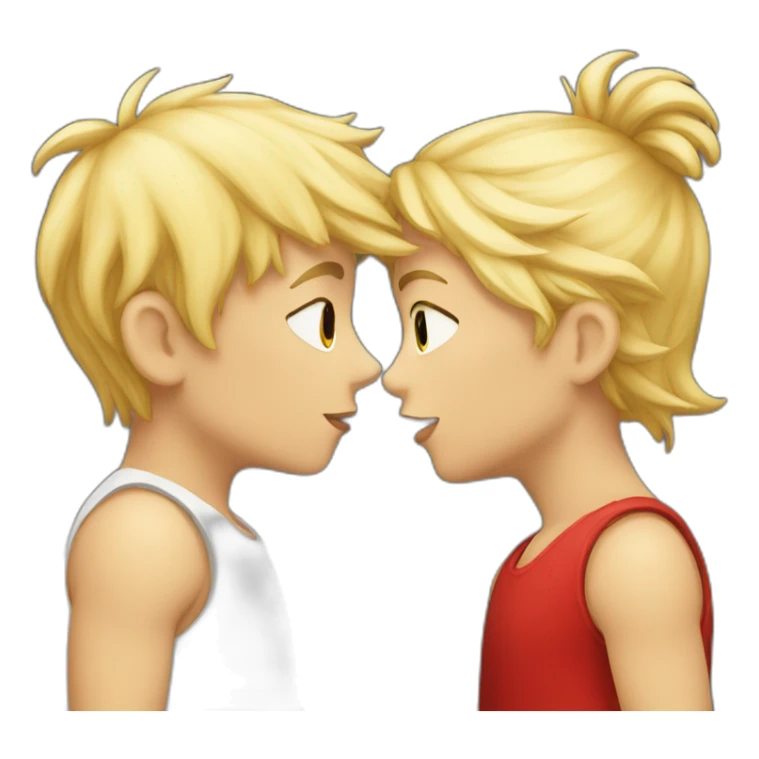Blond Boy and Red girl kiss sticker